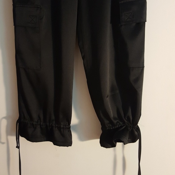 Guess Black Silk Cargo Crop Pant w Drawstrings 2 - Picture 9 of 9